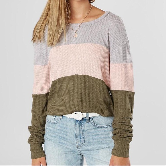 Fitz + Eddi Tops - Fitz + Eddi Colorblock Waffle Knit Top